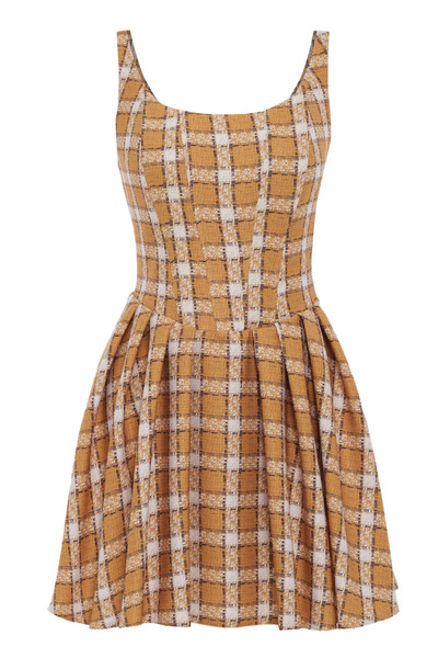 Keikei Desenli Krep Kolsuz Kısa Elbise