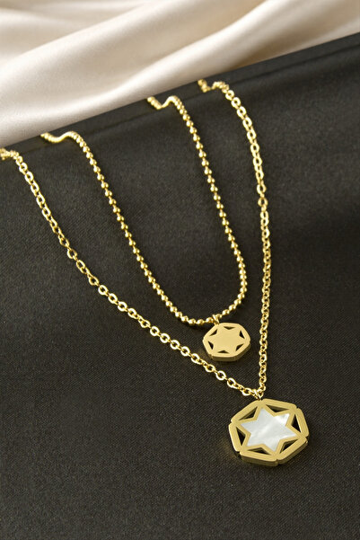Bijuteri Net Star Steel Double Necklace