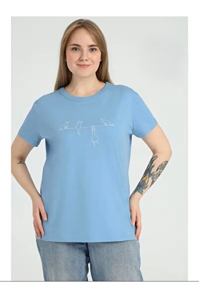 yombaa Unisex Cat Printed Oversize T-shirt