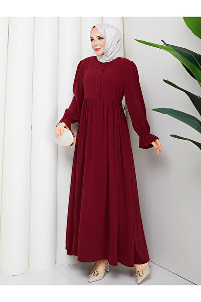 RACE FASHİON Medina Silk Hijab Dress with Side Laces and Buttons Rc6039