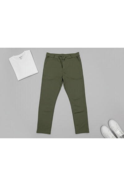 kastrioti Men's Slim Fit Elastic Waist Flexible Chino Pants