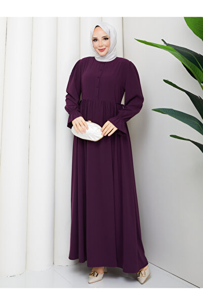 RACE FASHİON Medina Silk Hijab Dress with Side Laces and Buttons Rc6039