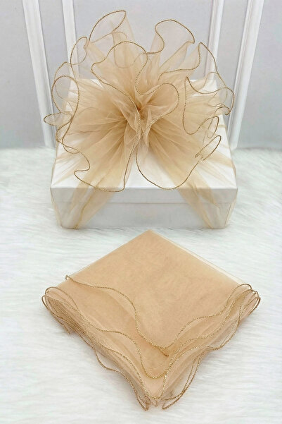 ZEYMERADE تول زينة كابتشينو بحواف ذهبية، هدية للعروس والعريس، زينة للوعد والخ...