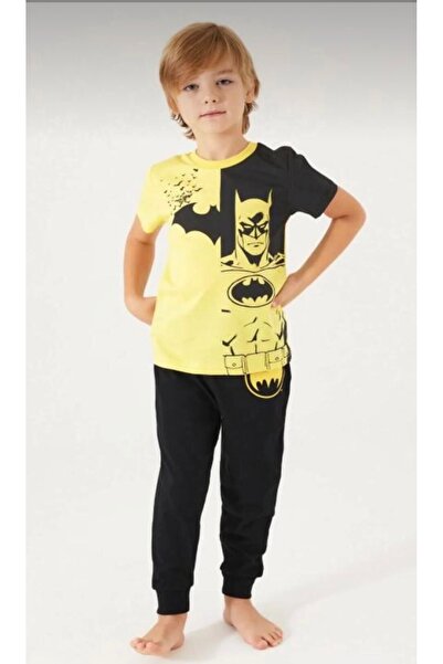 Batman Erkek Çocuk Alt-Üst Pijama Takım - 3/9 Yaş - Sarı