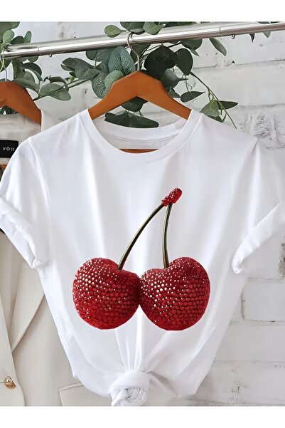 yombaa Γυναικείο μπλουζάκι μεγάλου μεγέθους με σχέδιο κεράσι
