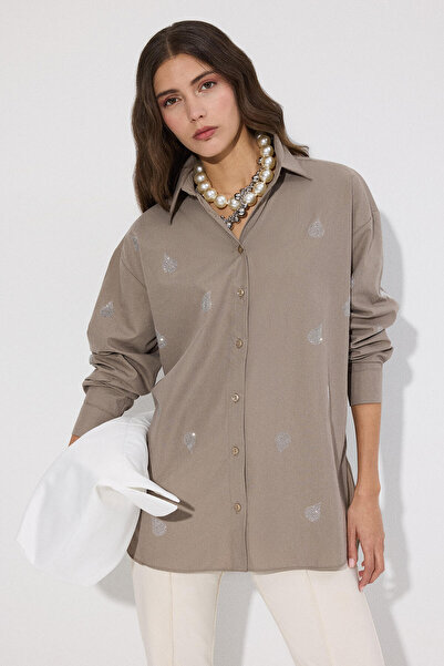 Touché Privé TAŞ İŞLEMELİ POPLİN GÖMLEK