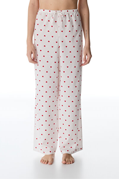 Penti Kırık Beyaz Red Hearts Pantolon Pijama Altı