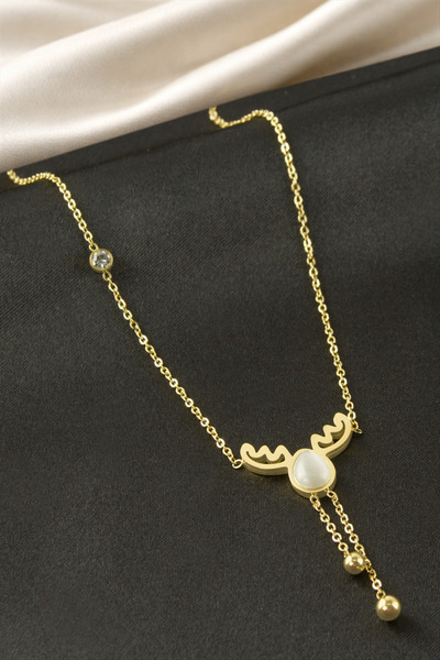 Bijuteri Net Wing Oval Steel Necklace