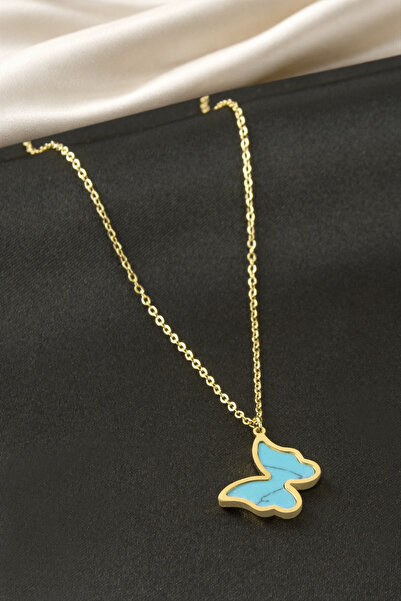 Bijuteri Net Butterfly Steel Necklace