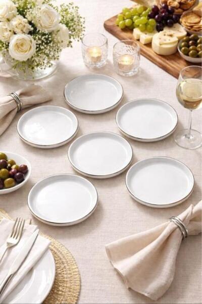 Güral Porselen Bilbao 6 Piece Dessert Plate 15 cm Platinum