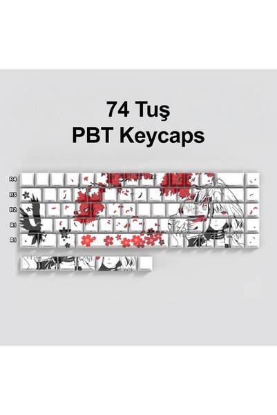 silabor 74Tuş Orijinal Yan Baskılı Yarı Saydam PBT Süblimasyon Mekanik Klavye Tuşları Klavye Keycaps