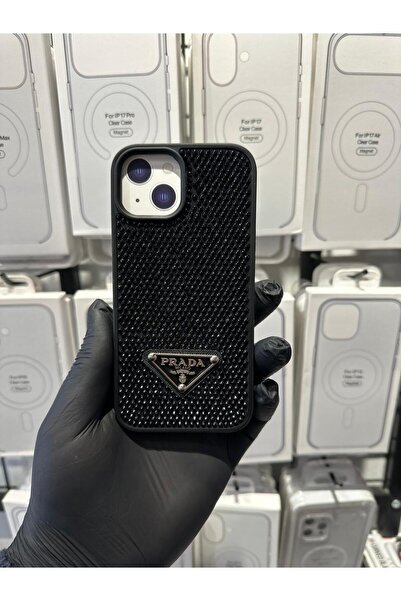 TAK Bİ KILIF iPhone 15 Uyumlu Taşlı Logolu Premium Kılıf Parlak Kristal Kapla...