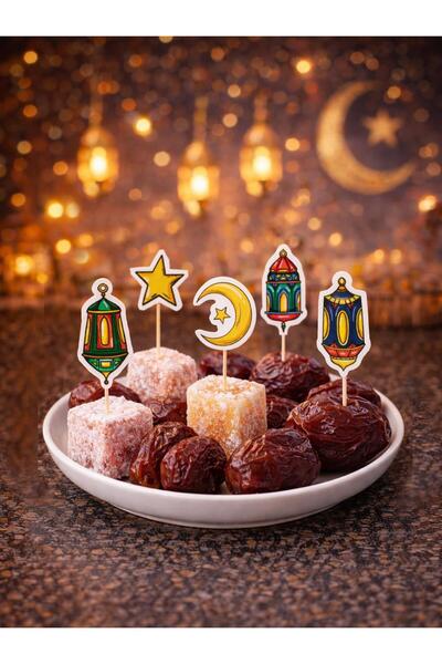 Parti Adresi Ramazan Temalı Renkli Kürdan Süs Seti – Ay Yıldız & Kandil Figür...