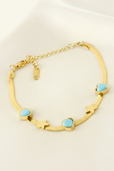 Bijuteri Net Heart Star Italian Chain Steel Bracelet