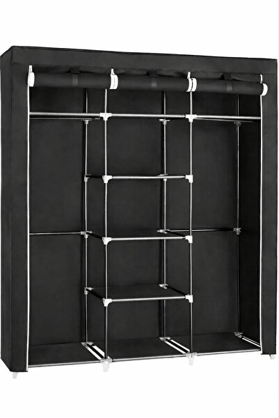 Teknor -Prado Trend XXL Bez Dolap | İki Bölmeli Askılık & Raflı – Onix Siyah