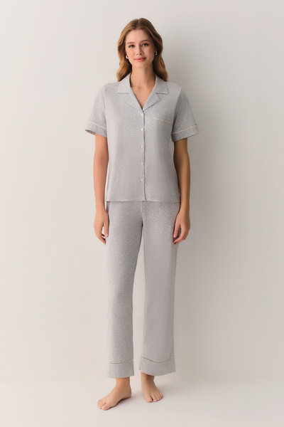 SUWEN Pointella Gömlek Yaka Pijama Takımı