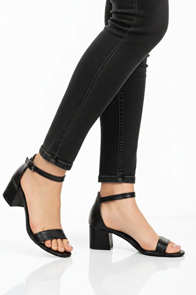 AYAKMOD Black Banded Lightweight Women's Heeled Evening Dress 325144 Z