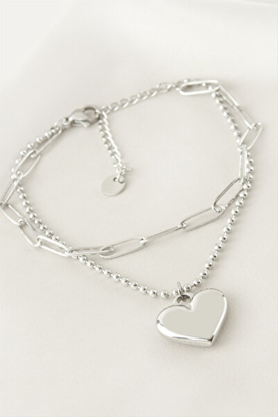 Bijuteri Net Heart Steel Bracelet