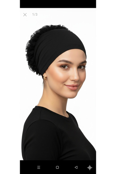 Stor 2'li Karma Bone Seti - 1 Adet Fırfırlı Tüllü Topuz Bone & 1 Adet Penye B...