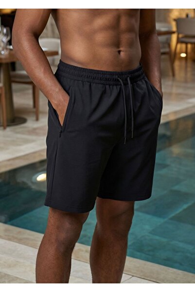 CLAW UP WORK Diver Scuba Fabric Men's Sports Shorts with Front and Back Zippe...