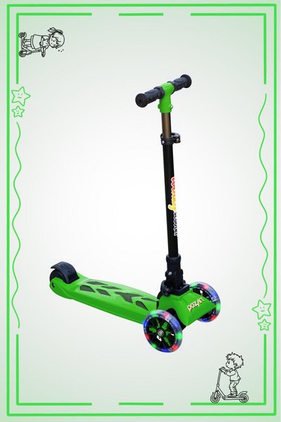 POZART P Winky 3-Wheeled Scooter with Led Lights, Foldable, 90kg Carrying Capacity, Can Be Used by Ages 3+ and Above