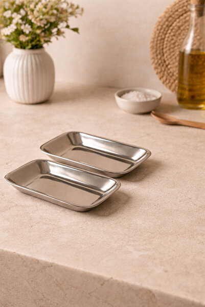 DİVAYS 14 cm Stainless Steel Kayak Appetizer and Presentation Plate 2 Pieces ...