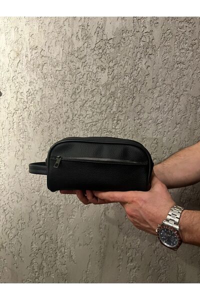 ZUU BAGS Men's Black Zippered Handbag