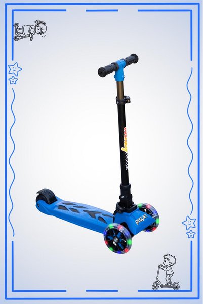POZART P Winky 3-Wheeled Scooter with Led Lights, Foldable, 90kg Carrying Capacity, Can Be Used by Ages 3+ and Above