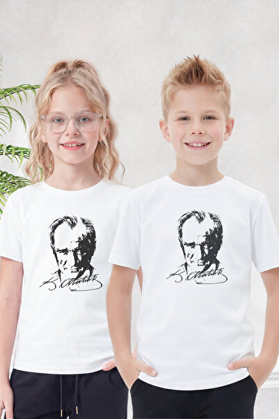 panios kids Детска тениска с къс ръкав с мотив на Ататюрк и знаме