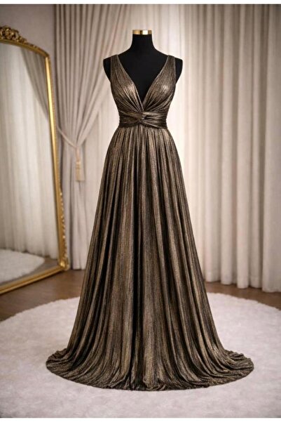 CHEVALIER FASHION Women’s Elegant Satin Evening Gown – Sleeveless V-Neck Maxi Dress with Flowy Silhouette