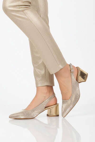 AYAKMOD Gold Heeled Women's Evening Dress Shoes 417688 Z