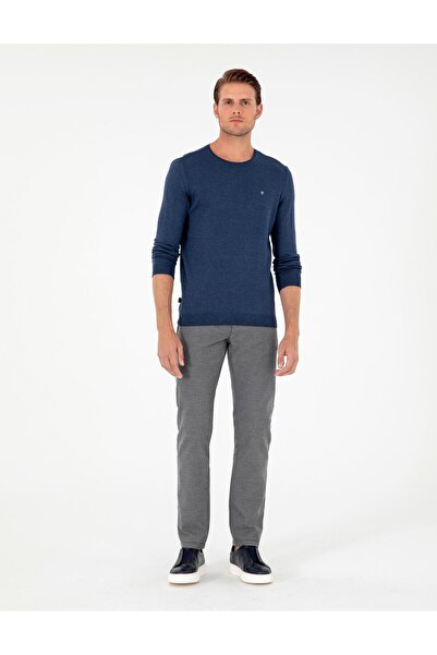 Pierre Cardin Gri Regular Fit Beli Yandan Lastikli Kanvas Pantolon