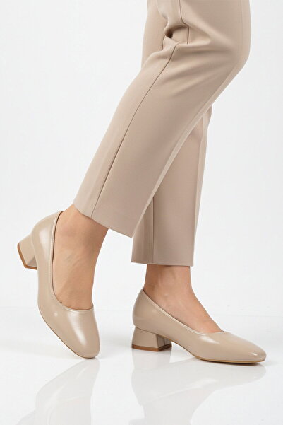 AYAKMOD Beige Women's Thick Heeled Shoes 593055 Z