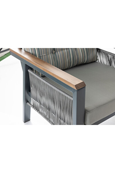 Tu Tienda ALÜMİNYUM ALAÇATI 3+1+1+MASA(70*120)+2PUF BAHÇE BALKON MUTFAK TAKIMI