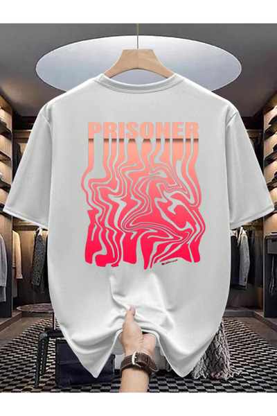 Rivox Unisex White Oversize T-Shirt Cotton Fabric Prisoner Printed