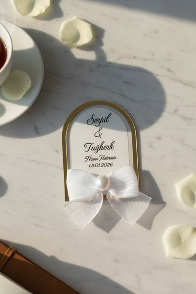 Hediyelen Söz - Nişan - Nikah Hediyesi Gold Çerçeveli Şeffaf Pencere Model Ma...