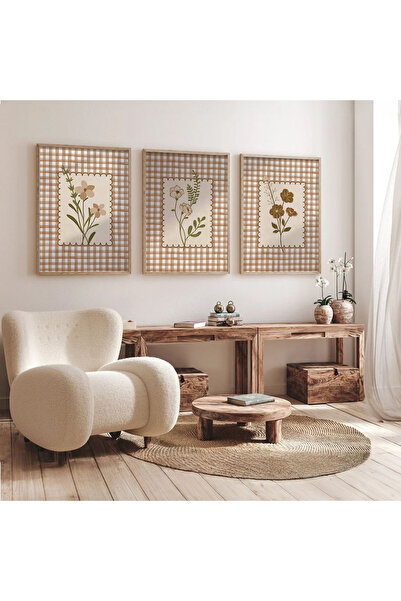 Dekorsiahome Set de 3 piese cu cadru din lemn pentru sufragerie, living, bucă...