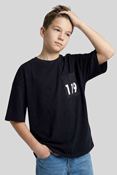 ww waka waka kids store 119 Τυπωμένο τζιν μπλουζάκι oversize για αγόρια με τσ...