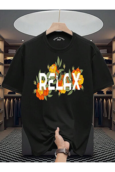 Rivox Unisex Black Oversize T-Shirt Cotton Fabric Relax Printed