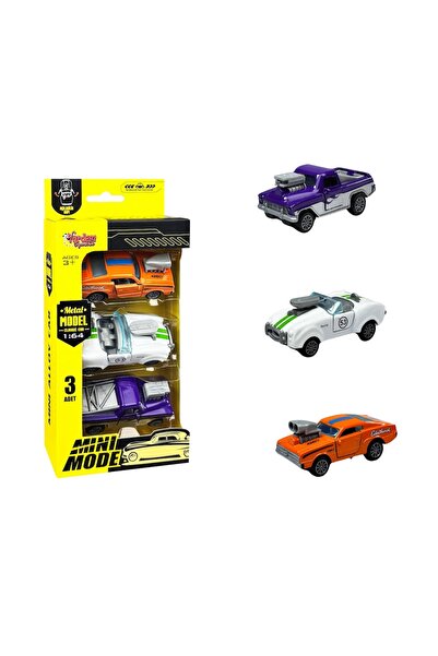 Prlk toys 3 قطع سيارة معدنية كلاسيكية صغيرة الحجم طراز 1:64