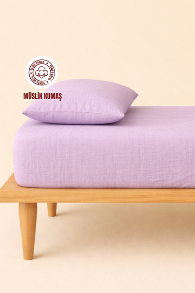 sutra 100% Cotton Muslin Fabric Single Fitted Sheet Set