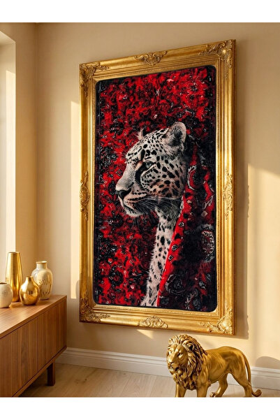 Brillant Leopar Desenli Kırmızı Dekoratif Lateks Halı