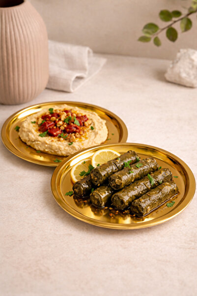 DİVAYS 21 cm Gold Stainless Steel Appetizer Serving Presentation Plate 2 Piec...