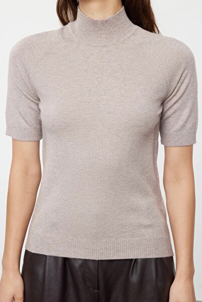 Noi Belis Basic Mock Neck Half Sleeve Knitwear Blouse Aw25Bz0002