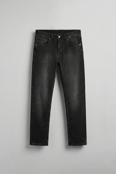 ablukaonline Men's Regular Fit Basic Cotton Jean Trousers Black