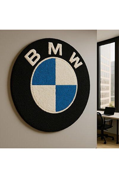 EL YAPIMI BMW Logo Tasarımlı Özel Yapım Yuvarlak Halı