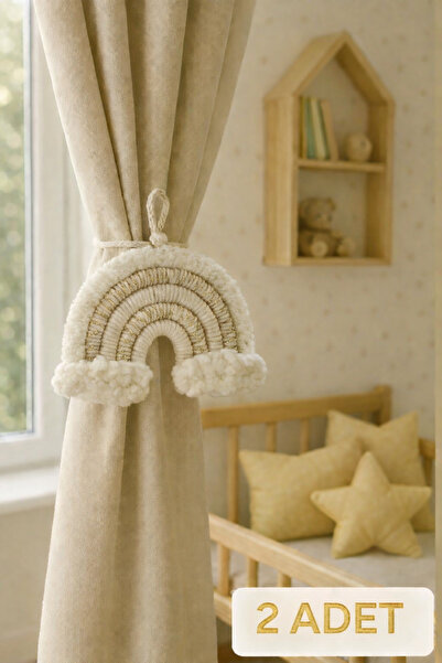 MACROMEKİDS 2'li El Yapımı Perde Fon Tutucu Oda Süsü - Makrome Bebek, Çocuk, ...