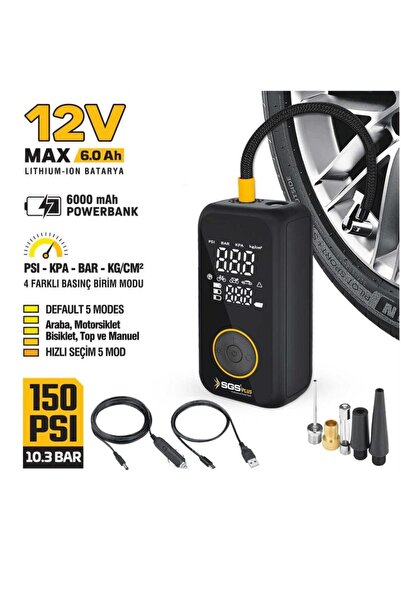 SGS SGS5398 Şarjlı Hava Kompresörü 12V 6.0Ah