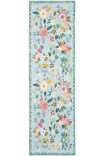 Cool Halı Daisy Su Yeşili Çok Renkli Bohem Çiçek Desenli Şönil Makinada Yıkan...