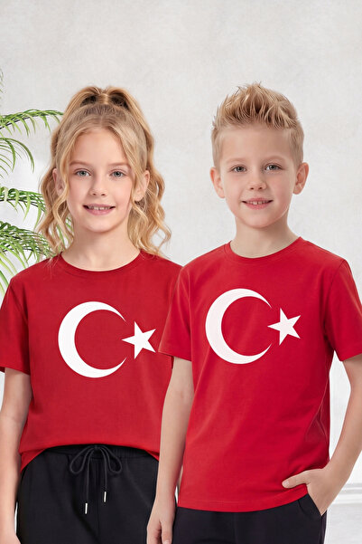 panios kids تي شيرت للأطفال بأكمام قصيرة مطبوع عليه شكل أتاتورك وعلم واحد